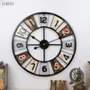 Iron American Retro Living Room Large Size Round 60cm Metal Clock Creative Decoration Wall Watch 210414