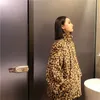 Leopard Print Loose Plush Casual Kvinnors Jacka Koreansk stil Höst Vinter Kläder Tjock Varm Zipper Sweatshirt Kvinna Coat 210421