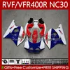 Red blue Bodywork For HONDA RVF VFR 400 RVF400 R 400RR VFR 400R VFR400R 89 90 91 1992 1993 79No.70 NC30 V4 VFR400 R 89-93 RVF400R VFR400RR 1989 1990 1991 92 93 Fairing