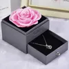 Preserved Flower Jewelry Box Real Rose Drawer Gift Boxes Valentine Christmas Gift XG0112