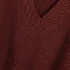 Kvinnor Höst Vintage Vest Tröjor Ärmlös V-Neck Strikta Pullovers Solid Kvinna Casual Waistcoat Sweater Kläder 210513