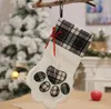 Julstrumpor Pet Dog Cat Paw Giftväska Plaid Xmas Strumpor Julgran Ornaments Party Decor Sn2912