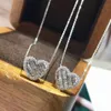 Lovers Heart Diamond Pendant Real 925 Sterling Silver Charm Wedding Pendants Necklace For Women Bridal Party Choker Jewelry Gift229o