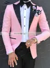 Розовый 2-х кусок формальные мужские костюмы регулярные подходит для шерсти выпускного шампанского смокинги деловая куртка для свадебных жениха Blazer + штаны х0909
