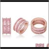 Zespół Korea Style Double Rows Bling Diamond Pierścień Moda Mężczyźni i Kobiety Rose Gold Copper Cyrkon Rings 0Zuqc RVWPD