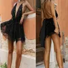 Vestido corto femenino de verano con cuello en v y lentejuelas minivestido sexy ajustado para mujer con espalda dscubierta p