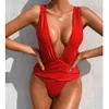 Mayo Kadınlar Seksi Derin V Boyun Mayo Kadın Yastıklı Monokini Backless Mayo Yaz Plaj Kıyafeti Yüzmek 210521