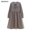 Mori fille mignon doux robe à carreaux printemps automne arrivée japon Style mode à manches courtes décontracté Midi café rétro Vestidos 210520