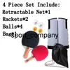 Nieuwe 2 stks Tafeltennis Bats Set Ping Pong Paddle Racket Kit met intrekbare post schoudertas 4 Trainingsballen