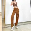 Moda Kadife Pantolon kadın Bahar ve Yaz Yüksek Bel Düz Gevşek Katı Renk Pantolon Kadın Gelgit 210427