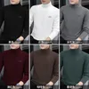 Bottned T Shirt Mäns Höst och Vinter Hög Collar de Velvet Varm Top Långärmad Plysch Slim Fit T-shirt Trend Inner Match