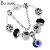 Bracelets de charme Buipoey Star Pendentif Bleu Cristal Pour Femmes Hommes Original Couronne Lettre O Bracelet Perlé Bijoux Cadeaux