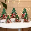Decoração de Natal de madeira artesanal montado renas sled diy ornament santa claus elk boneco de neve xmas ornamentos festa crianças presente hy0059