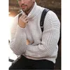 Striped tröja män vinterkläder varm pullover casual smal solid långärmad bekväm turtleneck pull homme 210524