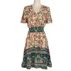 Surmitro Vintage Boho Mini Dresss Kobiety Letnia Moda Czeski Kwiatowy Druku Krótki Rękaw Tunika Plaża Sundress Kobieta 210712