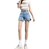 Eccellente Qualità EST Denim Shorts Estate Summer Summer Slip Wide-Gamle Red Ins Straight High Vita Slim Fashion Trend S 210521
