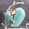 Hjärta päls hänge nyckelringar nyckelboll form opal kärlek pärlor kvinnor tjejer väska charm smycken tillbehör mode bil nyckelringar ringsinnehavare