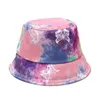 Dopasowany kapelusz moda harajuku odwracalna wiadra czapka ognia krawat barwnik motyl chmura smok druk rybakowy panama bob chapeau men116043078