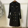 High Street Fall Winter Designer Fashion Dames Elegante Double Breasted Lion Buttons Riem Trench Coat 210820
