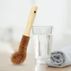 NewWooden Cup Brush Cuisine Outil de nettoyage à long manche Fibre de coco Brown Naturel Coco Poêle antiadhésive Plat Lavage Pot Brosse EWA4726