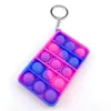 DHL Push Bubble Silicone Keychain Fidget Sensory Toys Kids Mental Arithmetic Puzzle Toy Tie Dye Finger Fun Puzzle Stress Relief