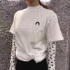 21SS Yeni Aşıklar Gömlekler Tee Kadınlar Yarım Ay Gündelik T-Shirt Kısa Kollu Yelek Tek Tasarımcı Kıyafetleri Tee Groar Groar Üstler Kalite Femme pas Cher