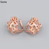 Donia jewelry luxury stud European and American fashion leopard titanium steel micro-inlaid zircon three-color creative designer earrings