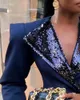 Kvinnors kostymer blazers paljettdräkt kontorskläder för kvinnor mode brett axel lapel casual 2022