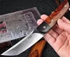 High End Survival Prosty nóż M390 Tanto Point Satin Blade Full Tang Desert Ironwood + Rączka z włókna węglowego ze skórzaną osłoną