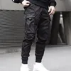 Pantalon homme HEFLASHOR homme rubans bloc de couleur noir poche Cargo 2022 Harem Joggers Harajuku pantalon de survêtement Hip Hop pantalon