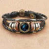 12 Horoscope Sign Glass Cabochon Charm Bracelet Multilayer Leather Wrap Bracelets Fashion Jewelry For Women Men