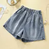 Short Jeans Spodenki Summer Plus Size Denim Women Fashion Loose Casual Pants Elastic High Waist Shorts 9741 210415