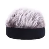 Män Kvinnor Rolig Kort Straight Wig Brimless Beanie Hat Retro Fake Hair Crochet stickad stretchig hyresvärd Sailor Cap Cosplay Prop Y21111