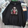 Tecknad gullig panda print hoodies män fleece varma sweatshirts anime lösa hajuku pullover hooded manlig hip hop streetwear hoody h1227