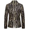 Gold Branch Printed Stylish Blazer Jacket Men 2010 Brand NIghtclub Party Wedding Suit Blazer Male Stage Prom Costume Homme 210522