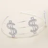 Модная буква доллар Signcoin горный хрусталь аксессуар повязки на голову волосы голову тиара для женщин ювелирных украшений клип