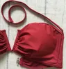 Damen-Bademode, sexy Bandeau-Bikini-Set, V-Form, Push-Up-Bademode, Badeanzug, Retro-Frauen, tiefer, fester Badeanzug, Bademode