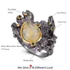 DreamCarnival1989 Удивительные женские кольца из грубого камня для свадьбы и помолвки Драгоценный камень с сильным характером Арбуз Циркон Цвет пистолета WA11787 211217