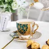 Luksusowy Kości Chiny Herbata Cup Spodek Zestaw łyżki 250ml Coffee Cup Gold Porcelain Tea Set Ceramic Teacup Cafe Espresso Cup Dropship