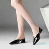 Pantoufles Sexy en cuir véritable femmes chaussures à l'extérieur brevet noir blanc sans lacet pour sandales d'été NEXF