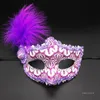 Färgglada Halloween Feather Eye Masks Kvinnor Flickor Prinsessan Sexig Maskerad Mask Dans Födelsedagsfest Karnival Props T9I001408