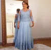 Taglia Plus della sposa A-line maniche a 3/4 Tulle Appliques in rilievo Abiti da sposo lunghi per la madre per matrimoni Mor