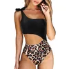 Maillot de bain creux Femmes Léopard Maillot de bain Body Sexy Halter Beachwear Femme Swim Bikini Maillots de bain XL 210702