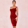 Ladies Dress Strapless Mini Velvet Sexy Bodycon Elegant Club Celebrity Party Dangle Vestidos 210527