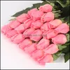 Dekoracyjne świąteczne zapasy ogrodowce kwiaty wieńce Prawdziwy dotyk róż Rose Bud 25pcs Lot Artificial Silk Wedding Bouquet Home 205J