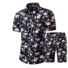 Sommar Hawaiian Tracksuit män Casual Fashion Floral Print T-shirts + Shorts Set Mäns 2 stycken Set Strandpassar Man Kall Kläder 210722