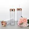 newSkinny Cup Double Wall Plastic Tumbler Portable Easy to Take with Electroplating Lid and Straw 16oz sea shipping EWE5391