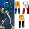 Męskie Colorblocked Track Spodnie Paski Patchwork Spodnie Dla Mężczyzn Streetwear Vintage Kostki Zipper Elastyczny Talia Luźne Joggers Spodnie P0811