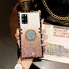 Gradiënt glitter ster telefoon gevallen mode vrouwen vierkant bling zachte siliconen cover met ringkickstand voor Samsung Galaxy Note 20 10 S21 S20 FE A31 A51 A71 A52 A72 5G Nieuw