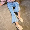 Jeans Girl Button Fly Barn för Casual Style Vår Höstkläder S 6 8 10 12 14 210527